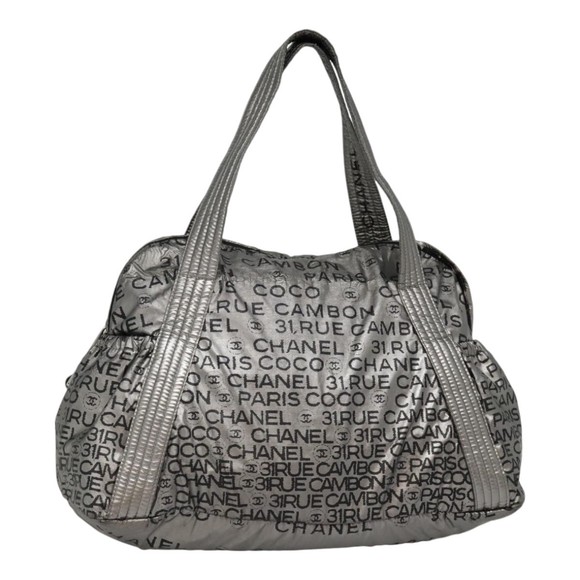 CHANEL Unlimited Tote Bag Nylon Silver CC Auth bs18167 - Picture 1 of 16